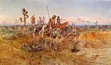 Charles Marion Russell Canvas Paintings - Navajo Trackers